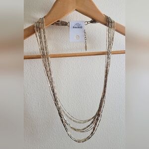 Coldwater Creek multi strand sparkling gold toned beaded chain necklace